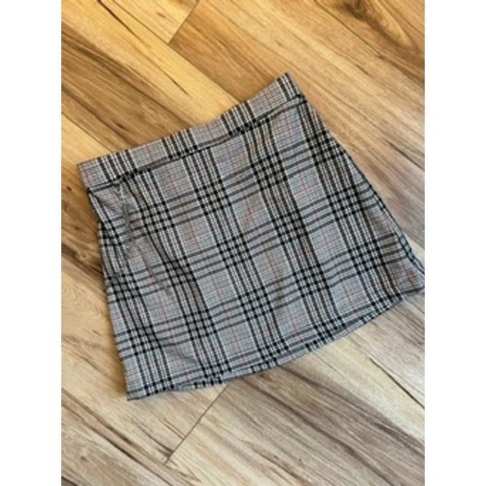 Empyre Med Plaid Mini Skirt Grey Black Red Chain Punk Grunge Goth Emo Y2K 90s 00